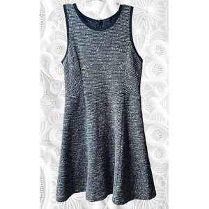 J. Crew Womens Tweed Dress Size 6 A-Line Black White Sleeveless Silk Trim Zipper